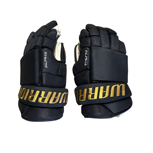 Warrior Alpha Pro - Gant de hockey ECHL Pro Stock d'occasion (noir/or)